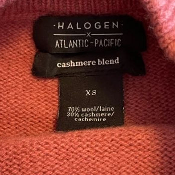 Halogen x Atlantic Pacific Mauve Cashmere Blend Mock Turtle Neck Sweater X-Small - Picture 5 of 5